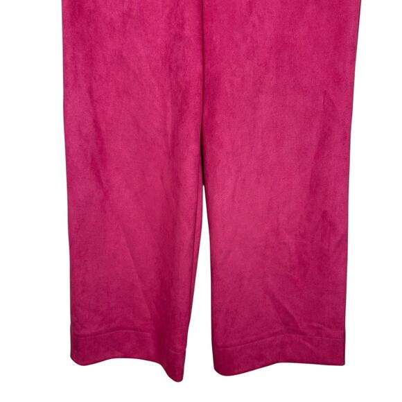 Bagatelle Collection Fuchsia Faux Suede High Rise Crop Wide Leg Trousers Size 12 - Picture 6 of 11